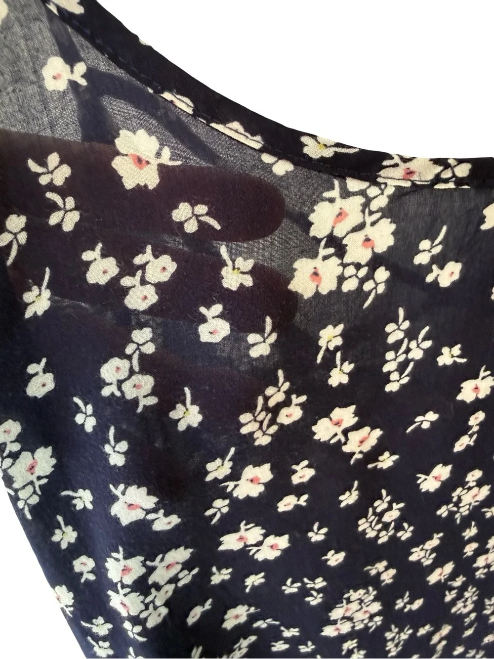 Make + Model Navy Floral Lace-Trim Cami Slip Dress Size S Boho Cottagecore